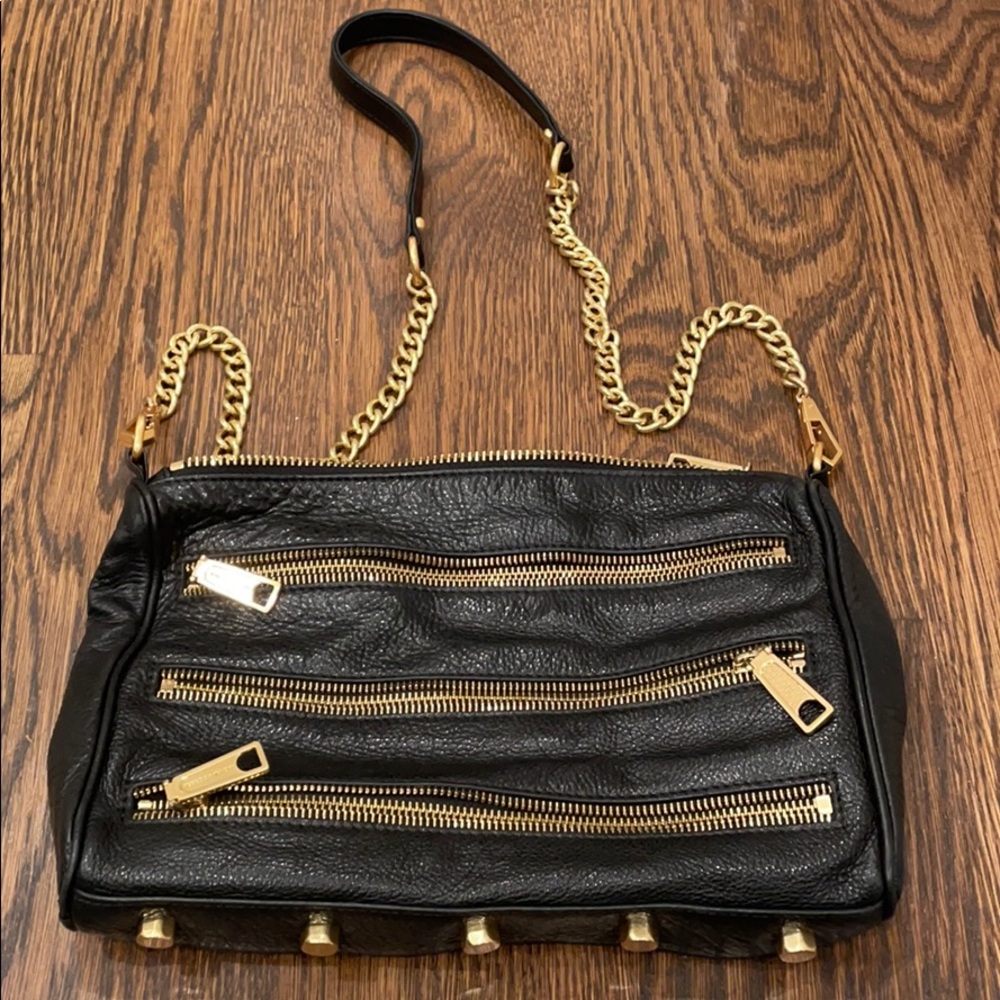 Rebecca Minkoff black and gold chain bag